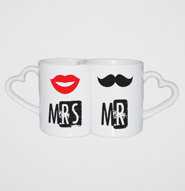 Couple Mug with Heart handle