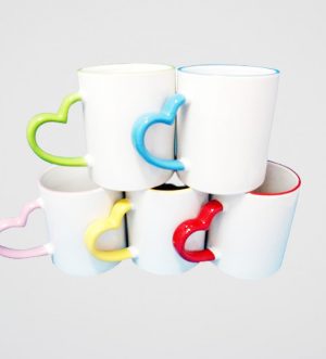 Personalized Heart Handle Colour Mugs
